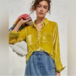 Pilcro by Anthropologie Mara Relaxed Long Sleeve Velvet Shirt